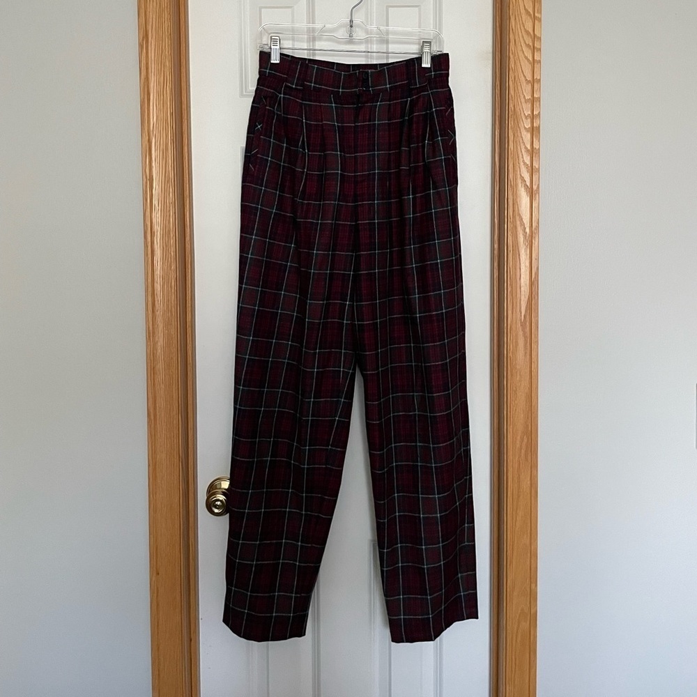 Vintage 100% Wool Red, Blue, Green Plaid Pants